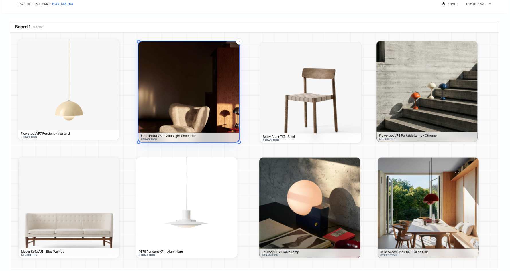 Board view for visual selection